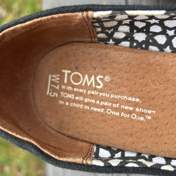 Toms Black Canvas Woven Wedges Open Toe Women Size 7.5W - Picture 8 of 10